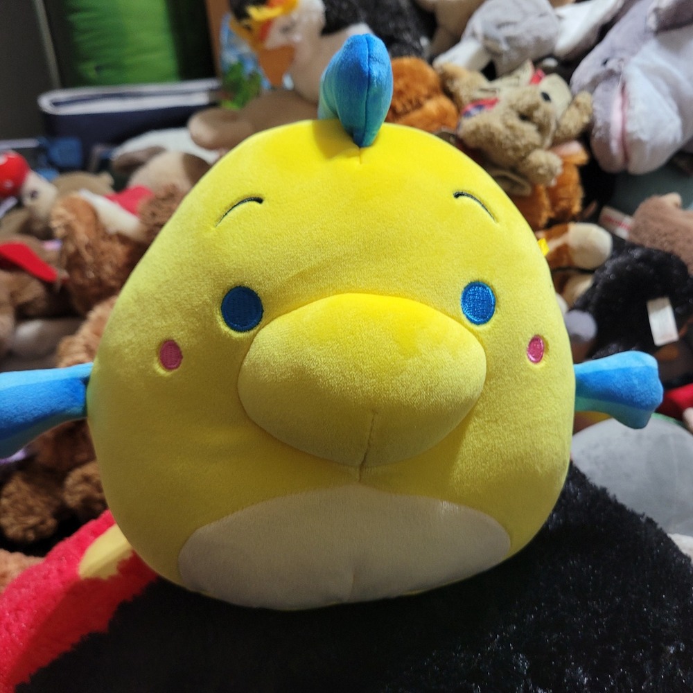 Disney Flounder Squishmallow Plush The Little Mermaid Yellow Blue Fish Soft Toy
